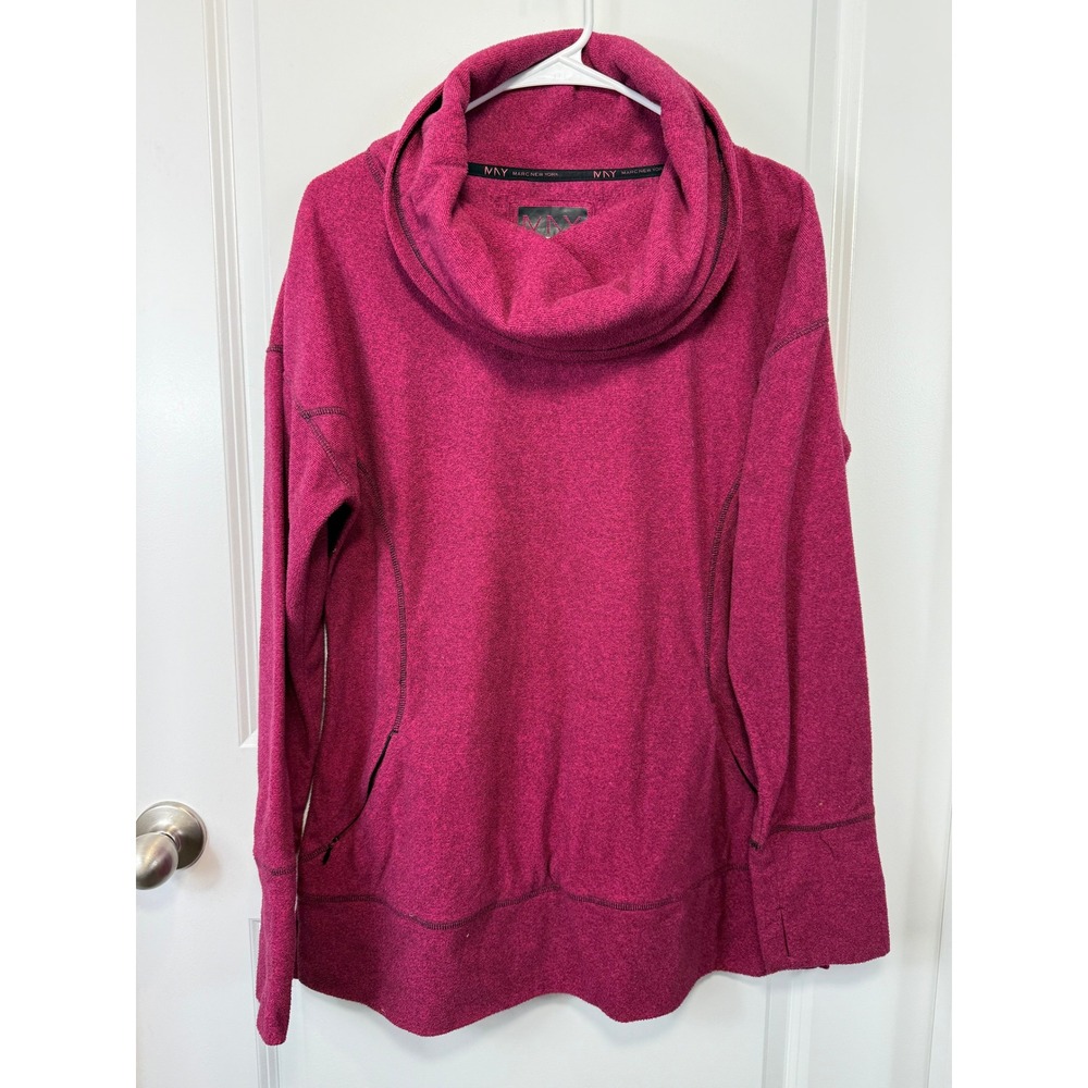 Marc New York Performance Cowl Neck Pullover Berry Heather XL Athleisure Hiking